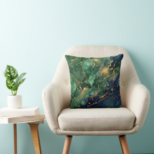 Decorativo Cojín abstracto de oro verde esmeralda moderno