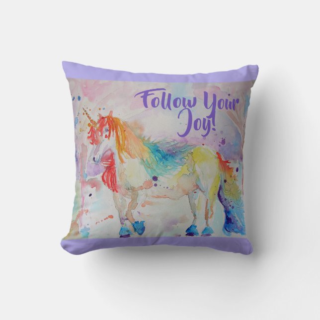 Decorativo Cojín acuático de Rainbow Unicorn (Anverso)