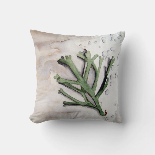 Decorativo Cojín con acuarela de alga (Anverso)