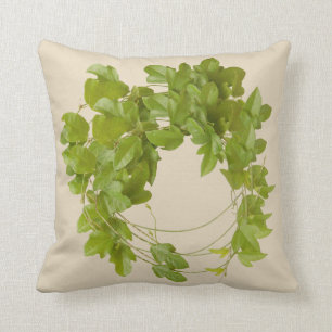 Decorativo cojín con hojas verdes de enredadera trepadora