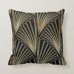 Decorativo Cojín con motivos art decó (negro y oro)