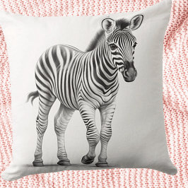Decorativo Cojín cuadrado de bebé cebra negro y blanco