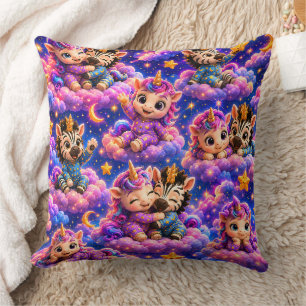 Decorativo Cojín cuadrado de unicornio cebra caprichoso celes