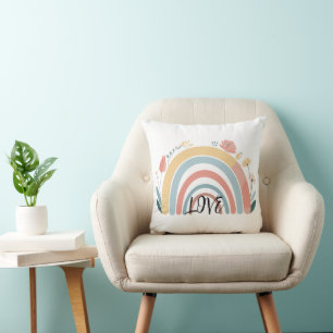 Decorativo Cojín Cuadrado Floral Boho Arcoíris para Sofá