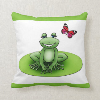 Decorativo Cojín cuadrado “Froggy la rana”, verde manzana