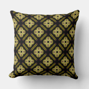 Decorativo Cojín cuadrado Jimette Diseño amarillo sobre negro