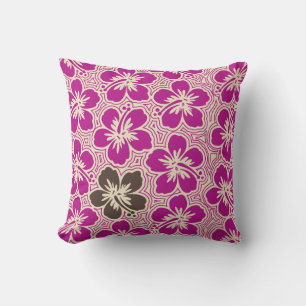 Decorativo Cojín cuadrado reversible de hibisco hawaiano de l
