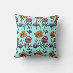 Decorativo Cojín de adormidera de color azul pálido