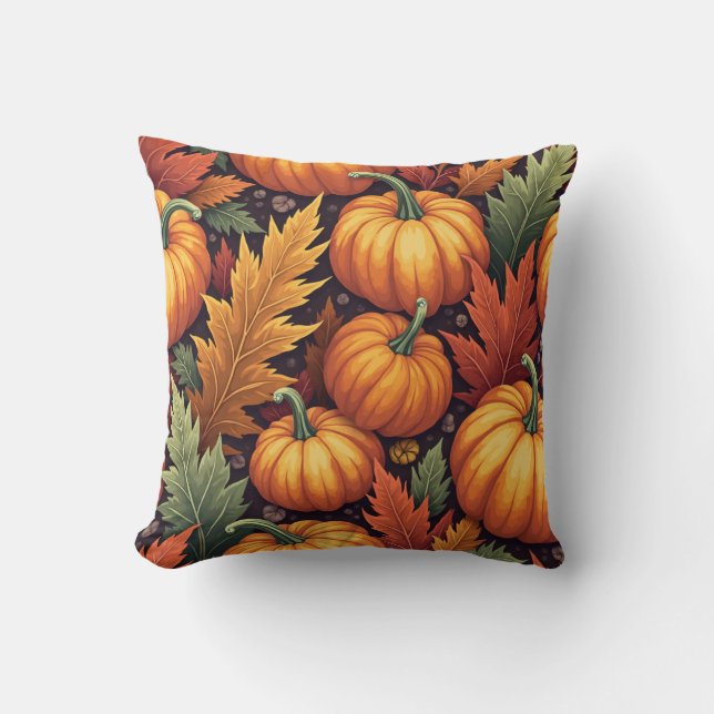 Decorativo cojín de calabaza de otoño (Anverso)