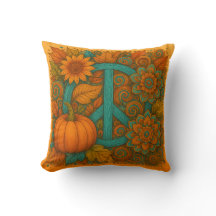 Cojín de Calabazas de Signo de Paz de Otoño Turque