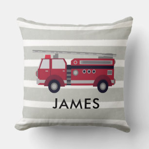 Decorativo Cojín de camión de bomberos rojo con nombre person