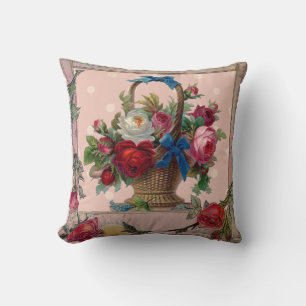 Decorativo Cojín de Canasta de Flores Victoriana Ornamentada