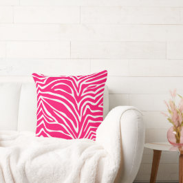 Decorativo Cojín de cebra rosa caliente y blanco desvaído o d