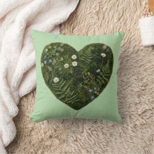 Decorativo Cojín de corazón de musgo de flores silvestres Cot