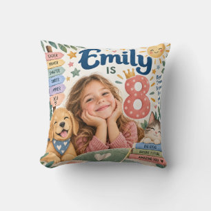 Decorativo Cojín de cumpleaños Emily tiene 8 años