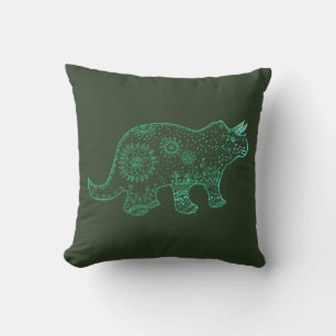 Decorativo Cojín de dibujo de dinosaurio, Triceratops
