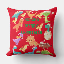 Cojín de Dinosaurio Feliz Navidad HoHoHo