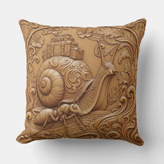 Decorativo Cojín de efecto de tallado en madera caracol y hor
