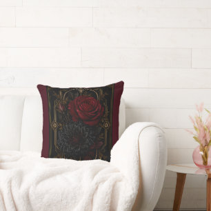 Decorativo Cojín de falso suede de lujo Crimson Rose de Dark