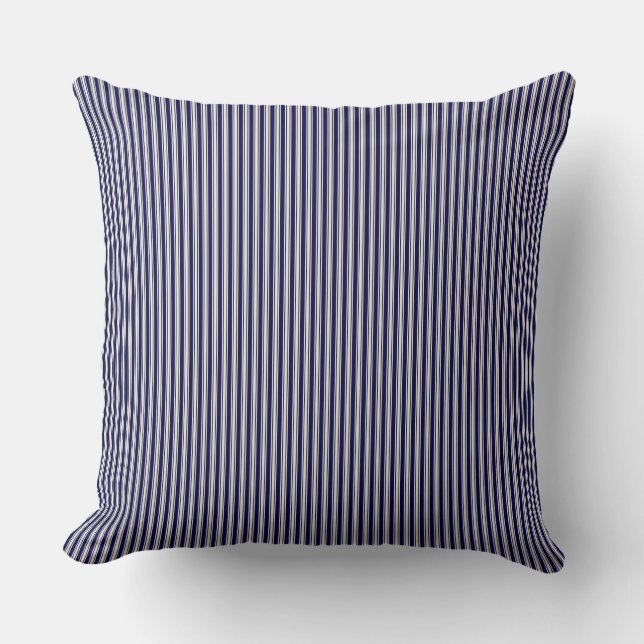 Decorativo Cojín de franja azul de la marina (Anverso)