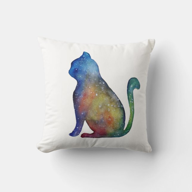 Decorativo Cojín de gato con acuarela (Anverso)