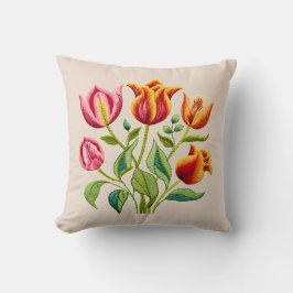 Decorativo Cojín de jeter con Tulipanes rojos con un toque de