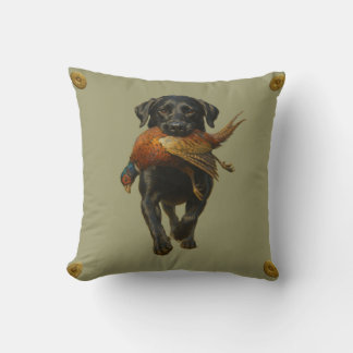 Decorativo Cojín de Labrador Retriever negro y faisán