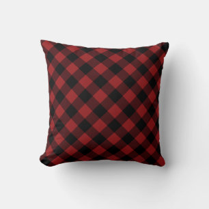 Decorativo Cojín de lanzamiento de cuadros de Plaid rojo negr