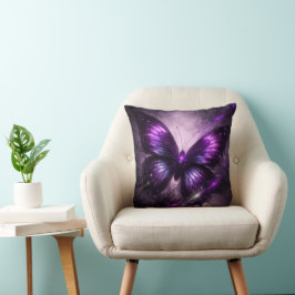 Decorativo Cojín de lanzamiento de mariposa de galaxia púrpur