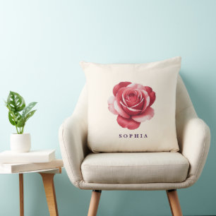 Decorativo Cojín de lanzamiento de rosa roja personalizada el