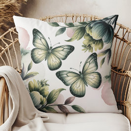 Decorativo Cojín de Mariposa Verde Salvia