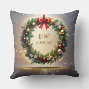 Decorativo Cojín de Navidad Corona Navideña Festiva
