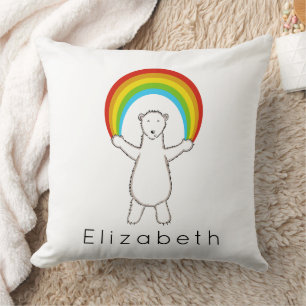 Decorativo Cojín de oso polar y arcoiris personalizado
