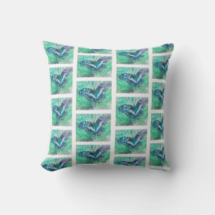 Decorativo Cojín de patrón de mariposa verde pálido