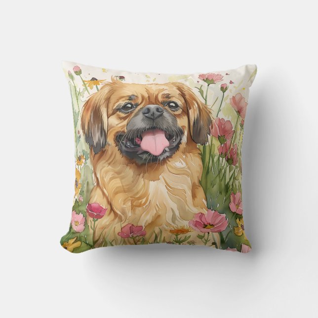 Decorativo Cojín de Pekinés – Acuarela (Anverso)