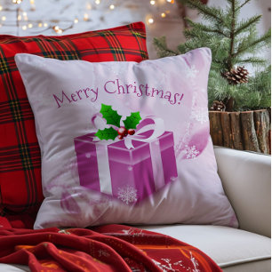 Decorativo Cojín de regalo de Navidad rosa