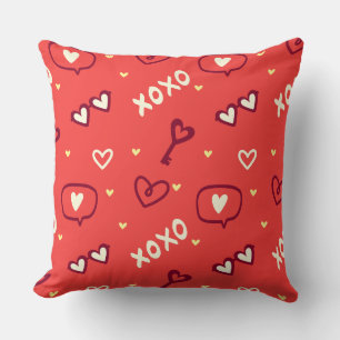 Decorativo Cojín de San Valentín XOXO Amor Doodle