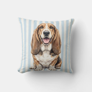 Decorativo Cojín de Sofá de Basset Hound con Acuarela