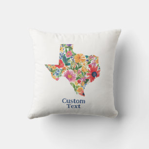 Decorativo Cojín de Texas relleno de flores con texto de Pers