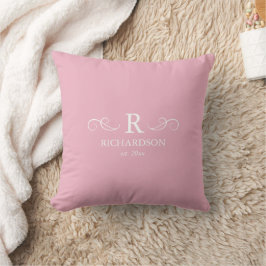 Decorativo Cojín de Tirar con Monograma de Color Rosa Rubor