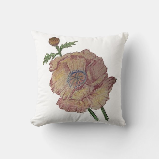 Decorativo Cojín de tirar Lápiz acuarela Flor (Anverso)