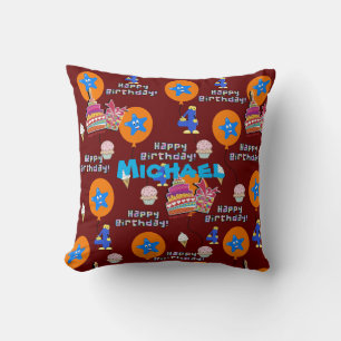 Decorativo Cojín decorativo, #4 Feliz cuarto cumpleaños Red o