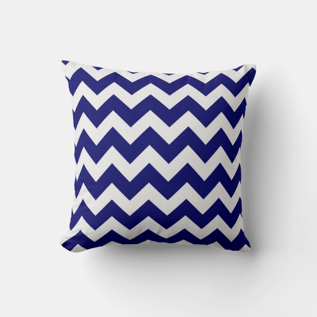 Decorativo Cojín decorativo/Chevron azul y blanco (Anverso)