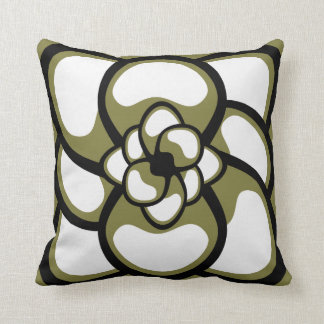 Decorativo Cojín decorativo, Flor abstracta 3, Negro oliva