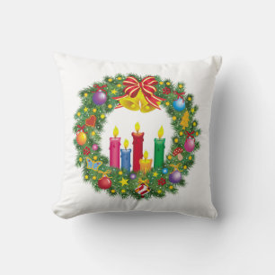 Decorativo Cojín decorativo/Navidad Wreath con velas
