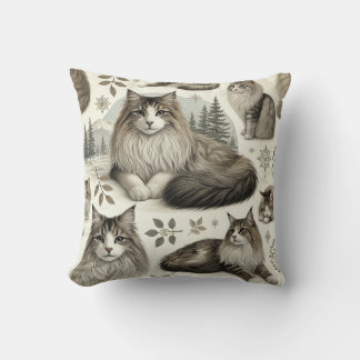 Decorativo Cojín del patrón del gato forestal noruego