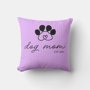 Decorativo Cojín dog mom customizable lilac