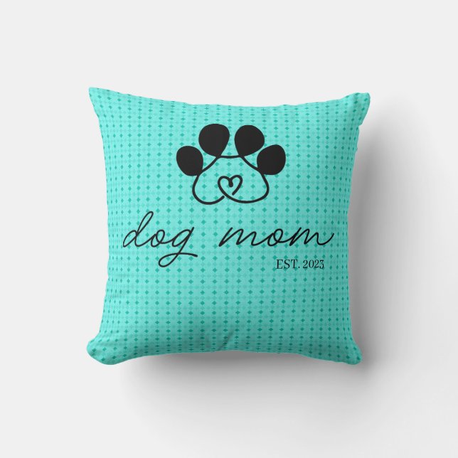 Decorativo Cojín dog mom customizable mint green (Anverso)