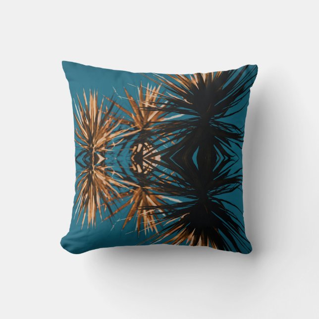 Decorativo Cojín Efecto Caleidoscopio de Planta Tropical (Anverso)