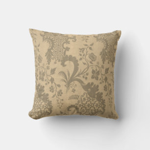 Decorativo Cojín elegante de color dorado plateado Damask Vin